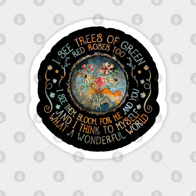 And I Think To Myself What A Wonderful World Hippie Wildflower Sticker by Raul Caldwell